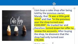 How to apply misrepresentation Liam cupcake scenario [upl. by Ecneps]