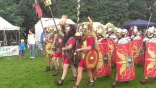 Roman Reenactment at the Amphitheatre in Caerleon Marching In [upl. by Ykcaj394]