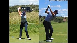 Justin Thomas golf swing  Long Iron faceon amp downtheline July 2017 [upl. by Petta]