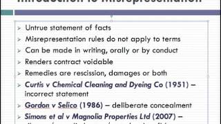 Misrepresentation Lecture 1 of 4 [upl. by Gersham]